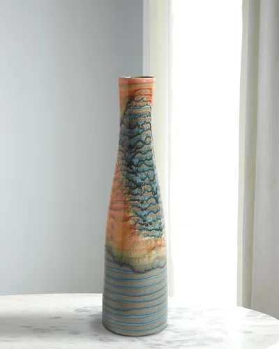 Global Views Watercolor Ringed Vase In Green