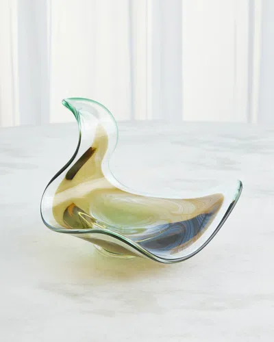 Global Views Wave Bowl In Amber/green
