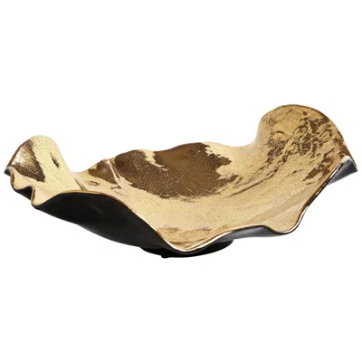 Global Views Wave Gold Crackle Ceramic Decorative Platter