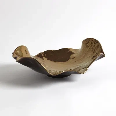 Global Views Wave Platter In Bronze Crackle