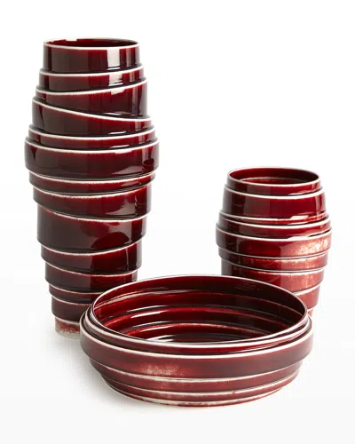 Global Views Wide Layered Vase - 10.8" In Red