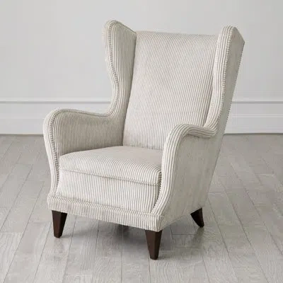 Global Views Wing Chair-wide Wale Corduroy-smoke
