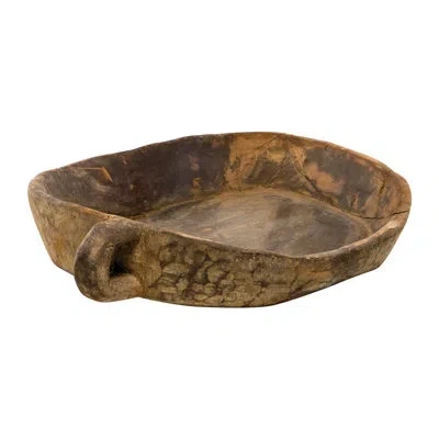 Global Views Wooden Tray Chapati Bowl-20" To 24'' In Brown
