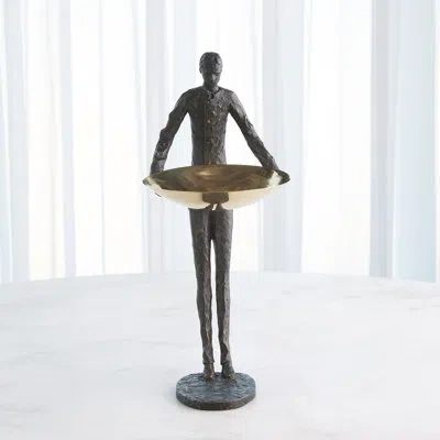 Global Views Wooster Sculpture-bronze W/brass Plate In Brown