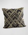 Global Views Woven Line Pillow In Black/gold