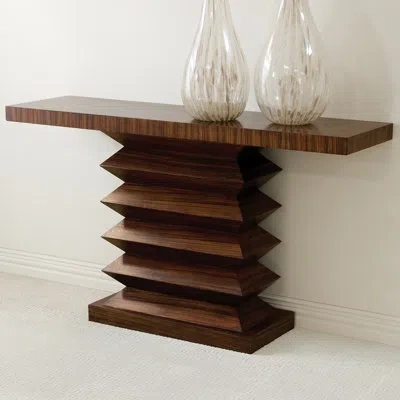 Global Views Zig Zag Console Table In Dark Walnut
