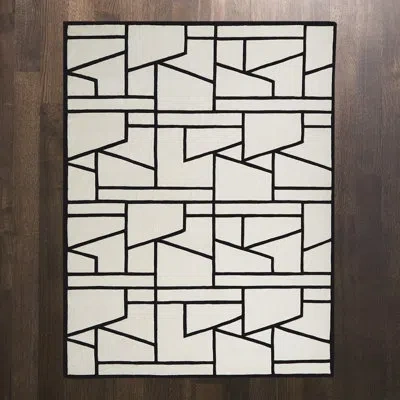 Global Views Zig Zag Rug-ivory/black In Black;ivory