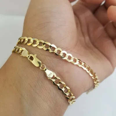 Pre-owned Globalwatches10 10k Cuban Curb Link Bracelet Solid Gold 7" 7.5" 8" 8.5" 9" 8mm Lobster Clasp In Yellow