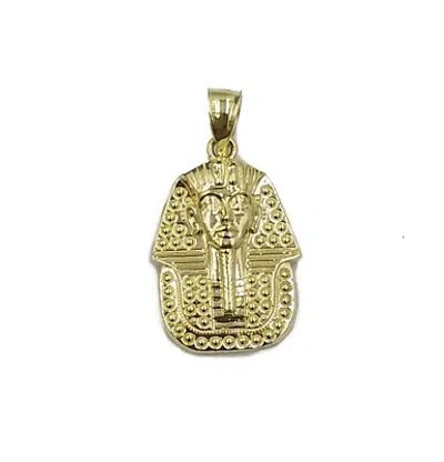 Pre-owned Globalwatches10 10k Egyptian King Yellow Gold Pharaoh Charm Mens Diamond Cut Design Pendant Real