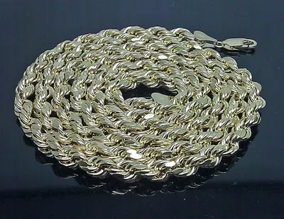 Pre-owned Globalwatches10 10k Gold Chain For Men Real Yellow Gold Rope 5mm 22 Inch Diamond Cut