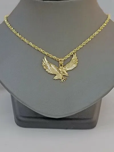 Pre-owned Globalwatches10 10k Gold Eagle Charm Rope Chain 2.5mm 18" 20" 22" 24" 26" 28" Necklace Pendant
