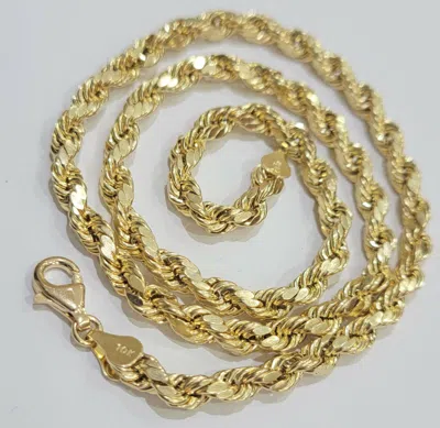 Pre-owned Globalwatches10 10k Gold Rope Chain 6mm 26 Inch Real 10kt Yellow Gold Necklace Diamond Cut