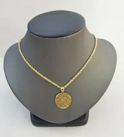 Pre-owned Globalwatches10 10k Real Gold Circular Basketball Pendant With 2mm Rope Chain Necklace Set In Yellow