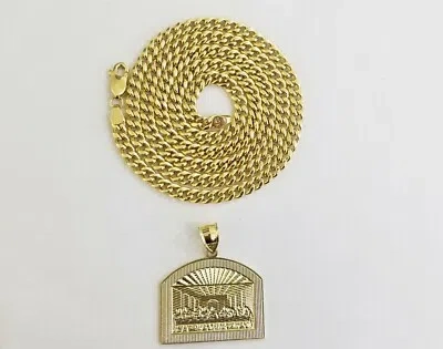Pre-owned Globalwatches10 10k Real Gold Last Supper Charm With Miami Cuban Chain 24inch 5mm 10kt Gold Set