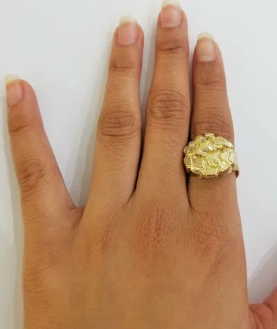 Pre-owned Globalwatches10 10k Yellow Gold Nugget Men Ring Sizable