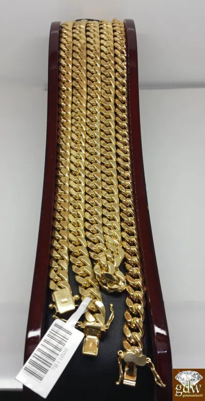 Pre-owned Globalwatches10 14k Gold Bracelet For Men's 7.1 Mm Real Miami Cuban Bracelet 8 Inch Real Gold In Yellow