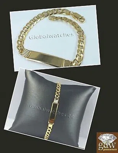 Pre-owned Globalwatches10 Real 10 K Gold Cuban Curb Link Baby Id Bracelet 7" Inch Engrave