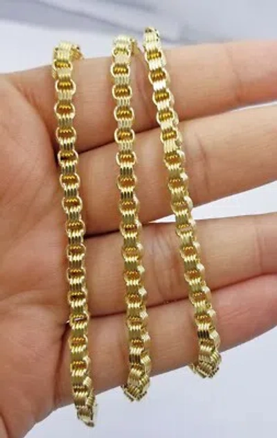 Pre-owned Globalwatches10 Real 10k Yellow Gold Byzantine Chain Necklace 20 Inch 4mm Real Gold Men