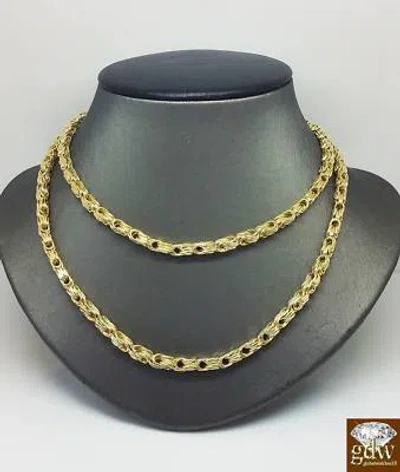 Pre-owned Globalwatches10 Real 10k Yellow Gold Byzantine Chino Chain Necklace 28 Inch 4mm For Mens,lobster