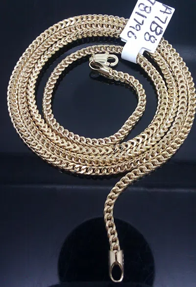 Pre-owned Globalwatches10 Real 10k Yellow Gold Franco Chain 16" 18" 20" 22" 24" Inch Men Women Necklace