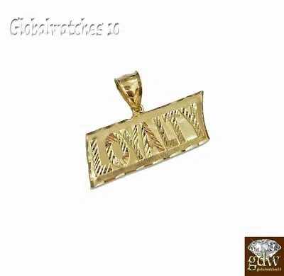 Pre-owned Globalwatches10 Real 10k Yellow Gold Men Loyalty Emoji Logo Charm Pendent Diamond Cut