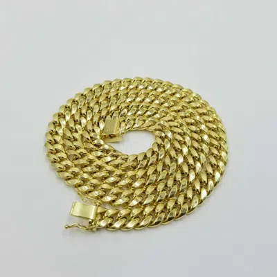 Pre-owned Globalwatches10 Real 10k Yellow Gold Miami Cuban Link Chain 8mm 20 Inch Strong Mens Chain