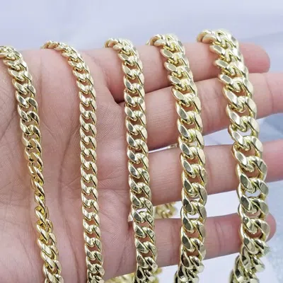 Pre-owned Globatwatches10! Real 10k Gold Chain 20 22 24 26 28 Inch Miami Cuban Link 6mm-12mm Free Shipping