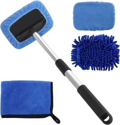 Gloplus 5 Pcs Windshield Cleaning Tools, 18 Inch Microfiber Car Window Cleaning Tool With Extendable Handle,