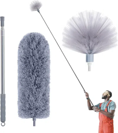 Gloplus Duster With Extension Pole, Spider Web Brush & Ceiling Cleaning Kit, 100" Microfiber Feather Duster 