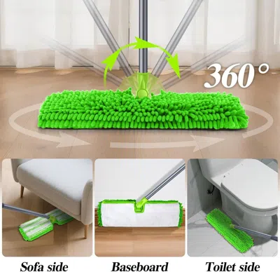 Gloplus Microfiber Mops For Floor Cleaning, Double-sided Dust Mop With 4 Reusable & Washable Mop Pads, Wet D