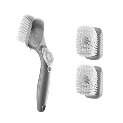 Gloplus Soap Dispensing Dish Brush, Kitchen Scrub Brushes With 3 Brush Heads, Dish Cleaning Brushes With Pp  In Gray