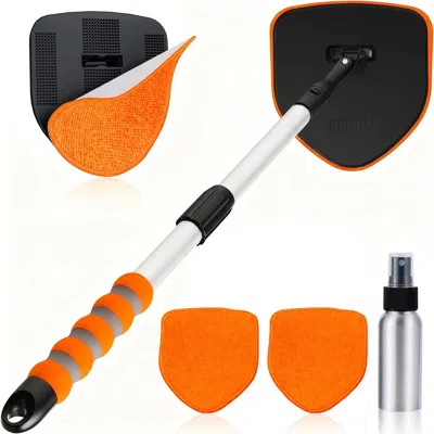 Gloplus Windshield Cleaner Tool, Car Interior Glass Cleaning Kit With 360° Rotating Head Extendable Handle, 
