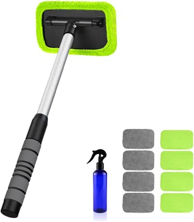 Gloplus Windshield Cleaning Tool For Car - Extendable Handle Window Cleaner With Reusable Microfiber Pads, S