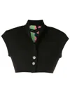 Gloria Coelho Abstract-print Cropped Jacket In Black