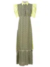 Gloria Coelho Abstract-print Panelled Dress In Green