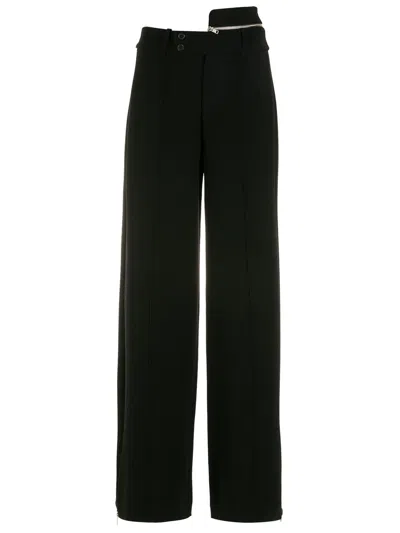 Gloria Coelho Asymmetric-waist Wide-leg Trousers In Black