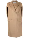 Gloria Coelho Asymmetric Wool Cape Coat In Brown