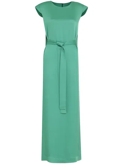 Gloria Coelho Belted Column Maxi Dress In Green