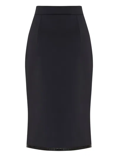 Gloria Coelho Blue Midi Skirt In Black