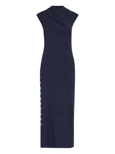 Gloria Coelho Button-detail Midi Dress In Blue