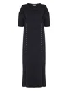 Gloria Coelho Button-detailed Short-sleeve Midi Dress In Black