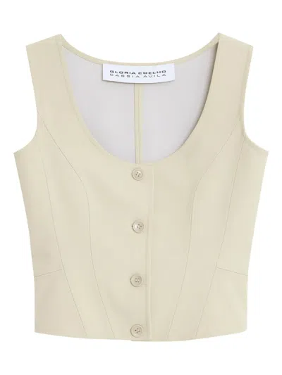 Gloria Coelho Button-fastening Seam-detail Top In Neutral
