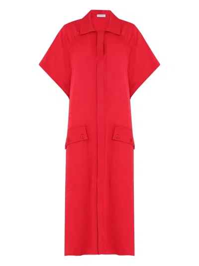 Gloria Coelho Button Flap-pocket Dress In Red
