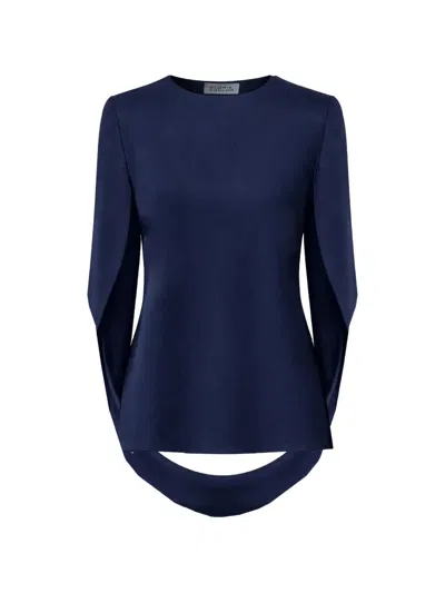 Gloria Coelho Cape-sleeve Blouse In Blue
