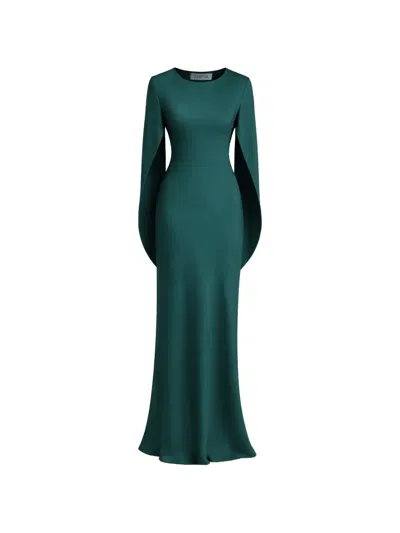 Gloria Coelho Cape-sleeve Dress In Green