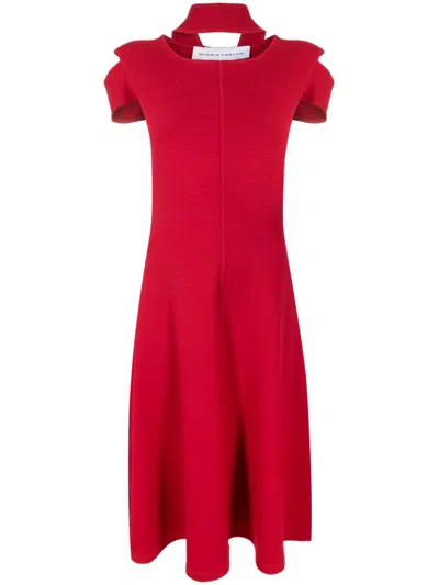 Gloria Coelho Cold-shoulder Midi Dress In Red