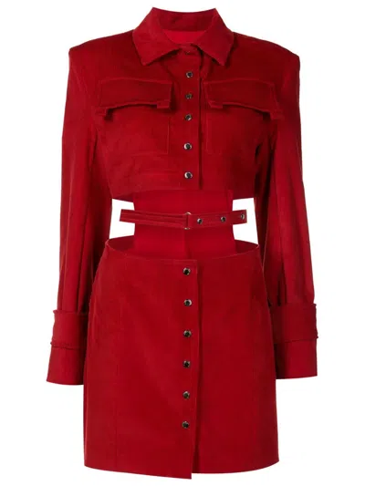Gloria Coelho Corduroy Cut-out Dress In Red
