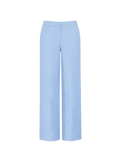 Gloria Coelho Crepe Wide-leg Straight Trousers In Blue