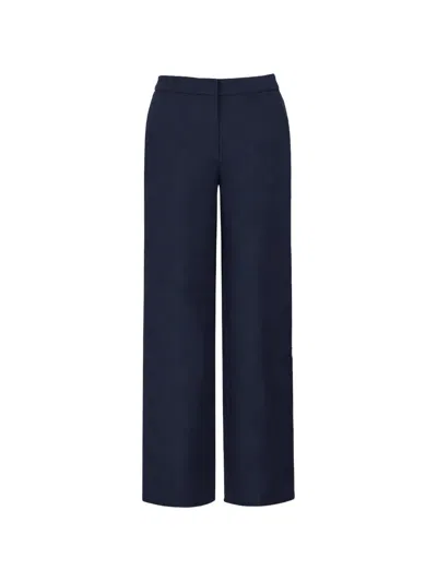 Gloria Coelho Crepe Wide-leg Straight Trousers In Blue
