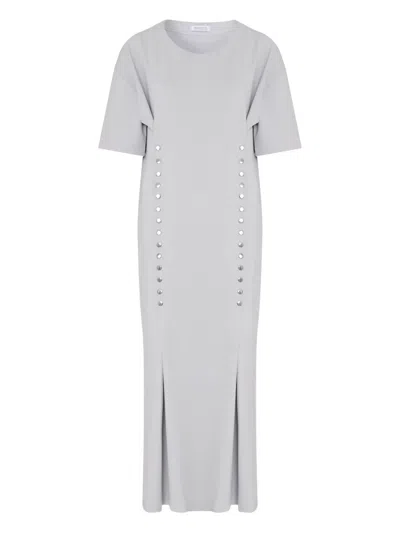 Gloria Coelho Crew-neck Midi Dress In Gray